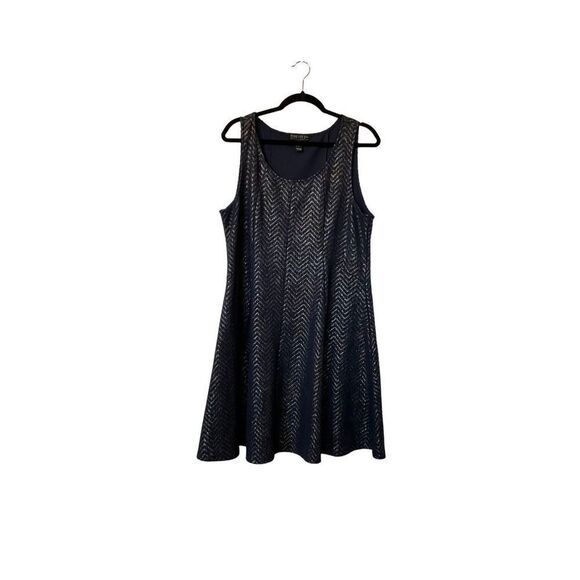 Forever 21 Plus Navy Blue with Gold Chevron Dress - Picture 1 of 4